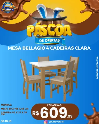MESA COM 4 CADEIRAS MADEIRA MDP