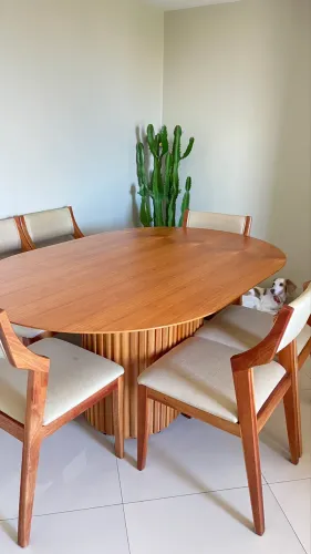 Conjunto de mesa oval 1,80m c/ 6 cadeiras