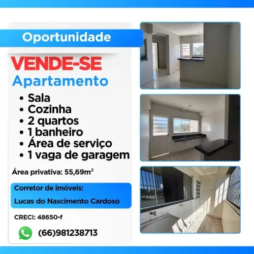 Apartamento à Venda em Cidade Ocidental-GO | 2 Quartos |1 Vaga Coberta | 55,69m²