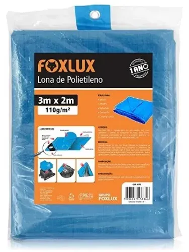 Lona Carreteiro Polietileno Azul Impermeável 3 x 2mt 150 micras - c/ Ilhoses