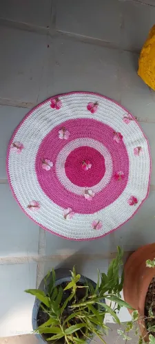 TAPETE DE CROCHÊ REDONDO COM BORBOLETAS FEITAS A MÃO D' CROCHÊ