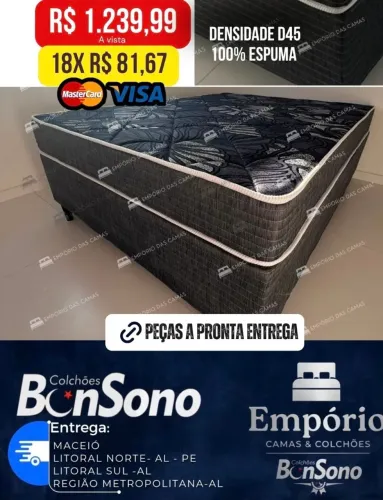 Cama casal D45 casal base e colchao pronta entrega Bonsono