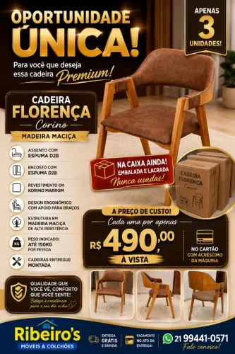 490 no Pix Cadeira Florença Corino Estrutura Madeira