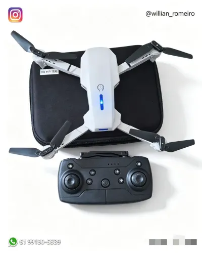 Drone E88: Câmera 4K HD, dobrável, WiFi, 150m alcance. Ideal p/ fotos e vídeos aéreos!"