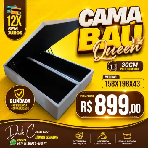 Cama Box Baú Queen 158x198x43 Promoção R$899