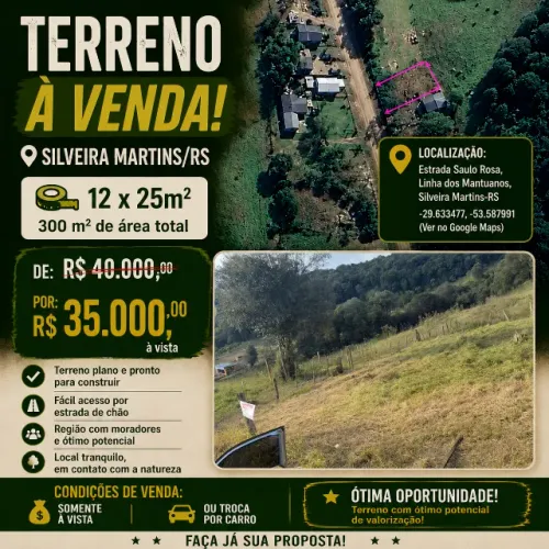 TERRENO SILVEIRA MARTINS 12X25M2