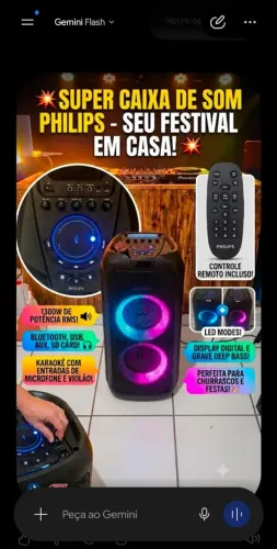 Caixa de som Phillips Bluetooth 1300w