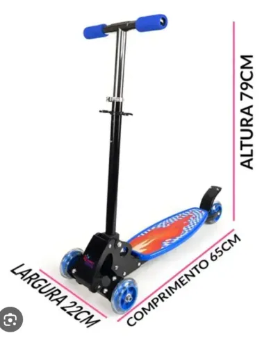 Patinete Infantil Scooter 4 rodas Dobrável Azul Conect Brinq