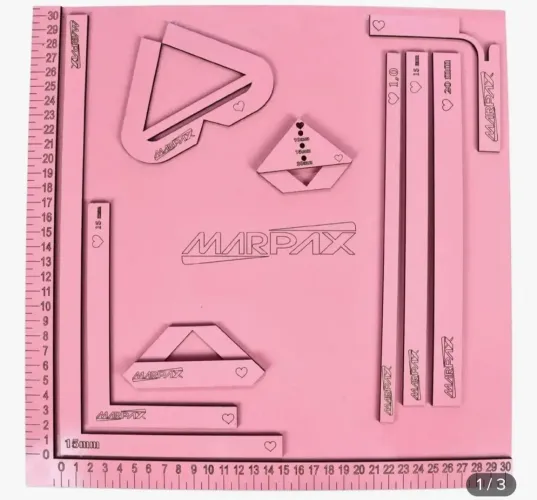 Kit Dobra Folha 30cmx30cm C/ Gabarito Rosa Mdf Marpax