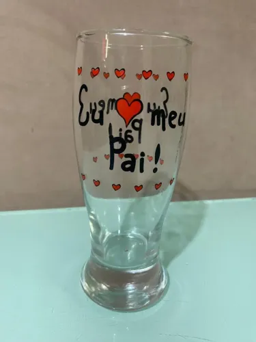 Copo de Cerveja Caldereta 450 ml Vidro Frase Dia dos Pais