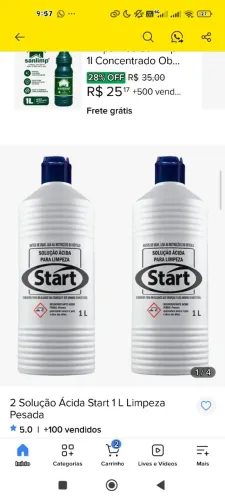 MAIS LIMPEZA E EFICIÊNCIA COM START! ?<br><br>? VENDE-SE SOLUÇÃO ÁCIDA START ? 2 LITROS