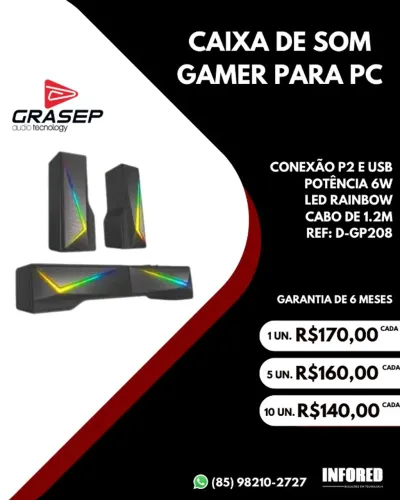 Caixas de som soundbar gamer Grasep/Knup