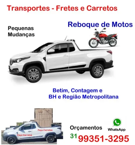 reboque de motos faço carretos frete cargas leve comercio indústria loja entregas fabrica