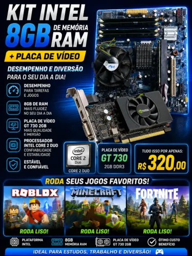 Kits placa mãe + placa de vídeo core 2 duo, 8GB de Ram?leiam o anuncio  