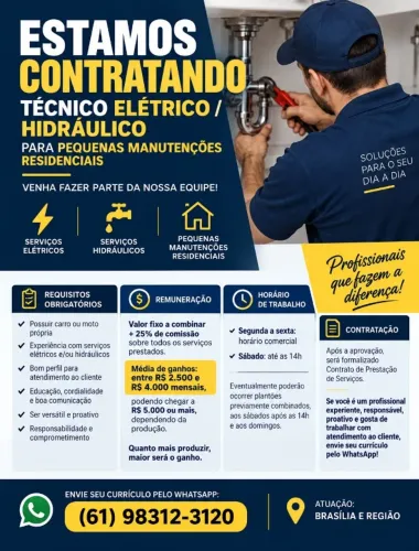 VAGA - TÉCNICO ELÉTRICO / HIDRÁULICO