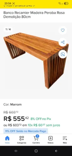 Banco de madeira maciço 2.00x46
