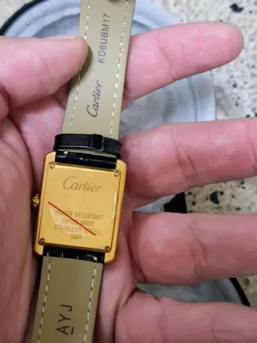 Relógio Cartier Tank Vintage Com Pulseira de Couro Genuíno 