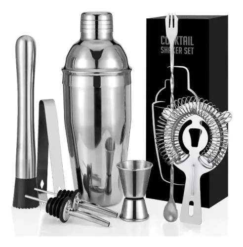 Kit Caipirinha Profissional 8 Peças Inox Coqueteleira 750ml