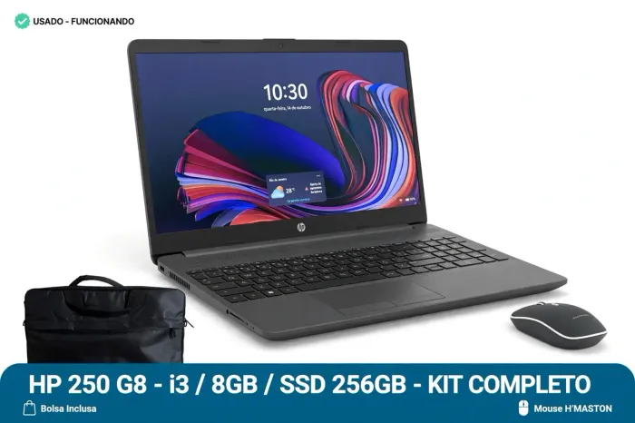 HP 250 G8 - i3 / 8GB / SSD 256GB - KIT COMPLETO - Zona Oeste RJ