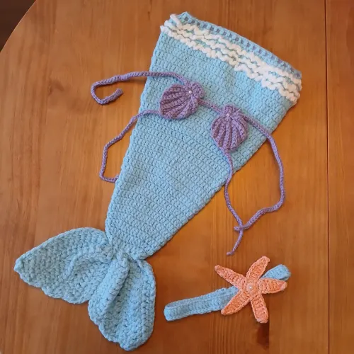Fantasia Newborn Sereia / menina feminino para ensaio fotográfico / praia / recém nascido