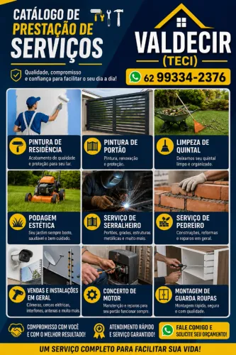 Pedreiro, serralheiro, pintor , montador de guarda roupa , poda de grama, e caixa de água.