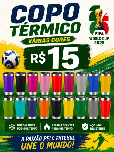 Copo térmica com tampa abridor
