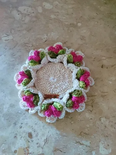 Porta copos botões de rosas