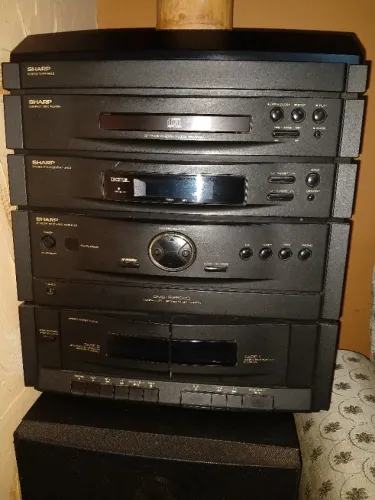 Som Sharp CMS-R260CD Vintage com Toca-Discos + Rádio + Tape Deck | Completo