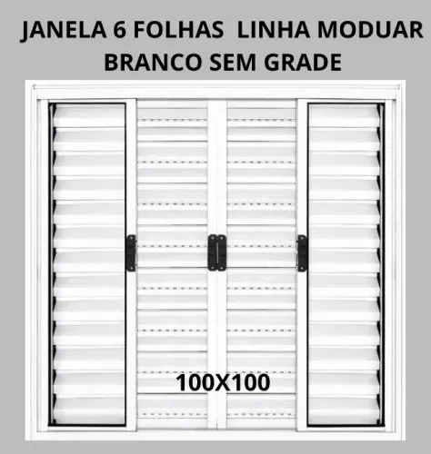 JANELA DE ALUMNIO 6 FOLHAS 100X100 S/G L 20 BRANCA DIRETO DA FABRICA PAGAMENTO NA ENTREGA