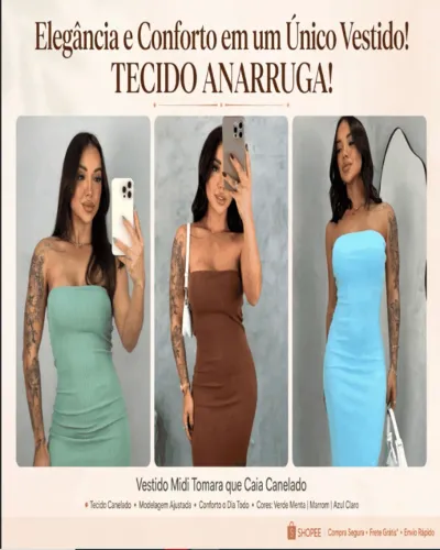Vestido Midi Tomara que Caia Canelado