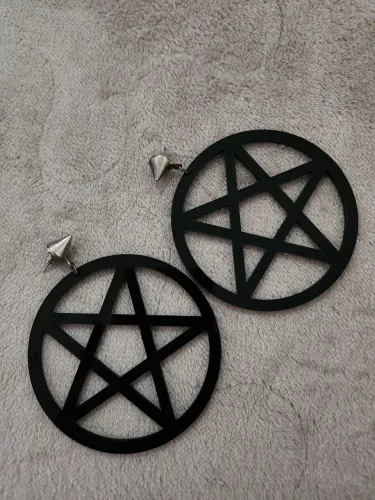 Brinco Argola pentagrama em acrílico