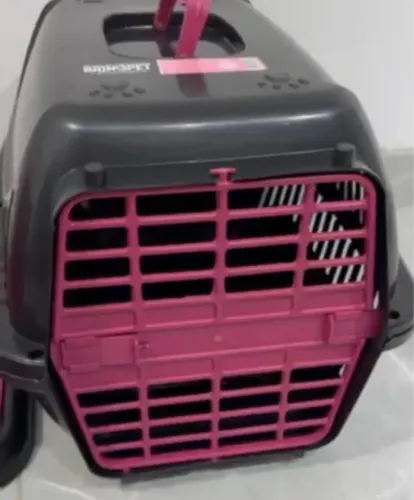 Kit caixa transporte M + sanitário canino + guia retrátil