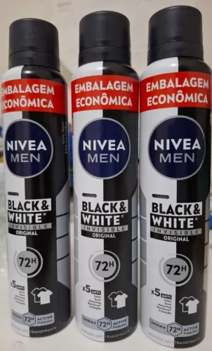  3 desodorantes antitranspirante aerosol nívea men black&white invisible 200ml