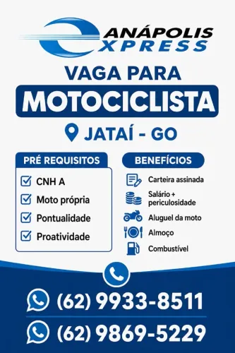 VAGA DE EMPREGO PARA MOTOCICLISTA