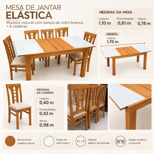 Mesa de Jantar com 06 cadeiras