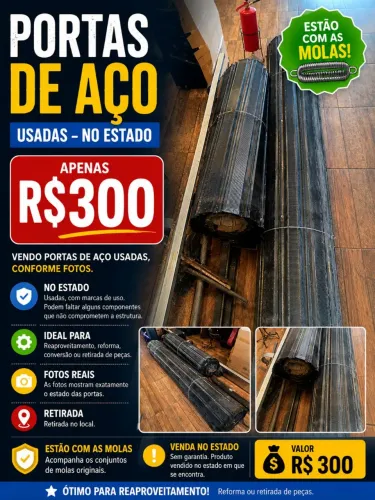 Duas portas de aço de loja com molas