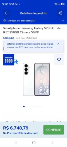 Ola boa noite estou vendendo esse s26 quero nele 4300 no pix chama o k