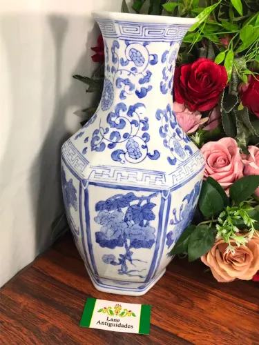 Vaso Porcelana Oriental Azul