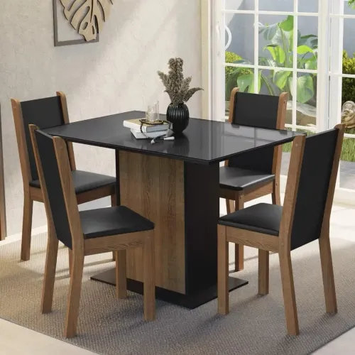 Mesa usada preta tampo de vidro