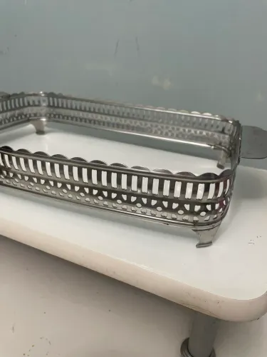  Suporte Antigo Para Travessa Refratária / Descanso De Mesa Inox