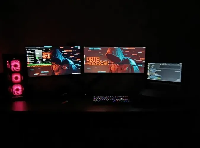 Computador Gamer Com 2 Monitores, Teclado, Mouse e WebCam