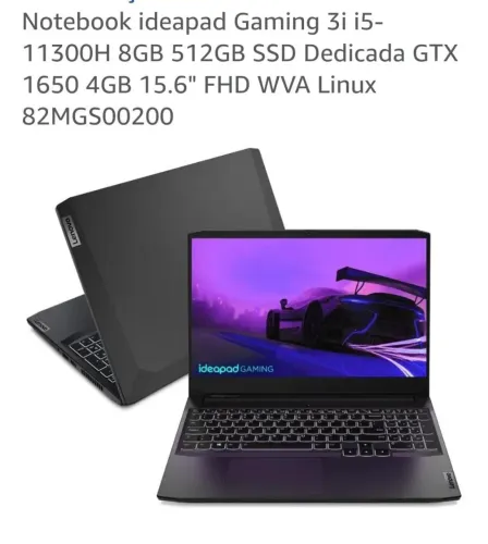 Nootbook gamer ideapad gaming 3l Intel core i5 geforce gtx