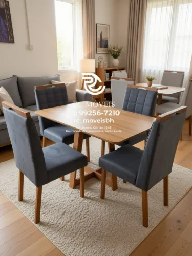 Conjunto Mesa de Jantar com 4 Cadeiras Madeira Tampo Amadeirado 1,20x0,80 Nogueira