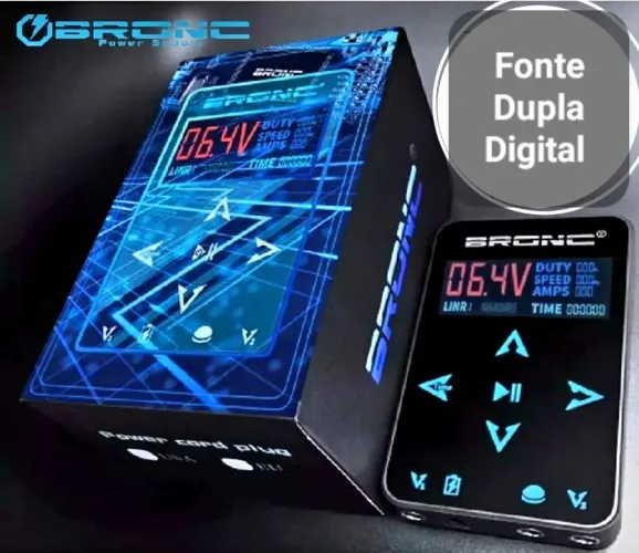 FONTE DUPLA PARA MÁQUINA DE TATUAGEM BRONC TPN-37 DIGITAL