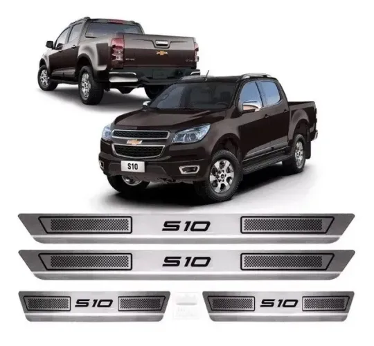 Kit Soleira De Porta Aço Inox Escovado Chevrolet S10