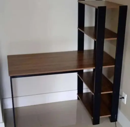 Promoção Mesa Escritorio Preta e Marrom  - BH32  