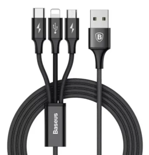 Cabo Multi Usb 3 In 1 Baseus Rapid Series 3a 1,2m  Arduino Automação COD-CP517  