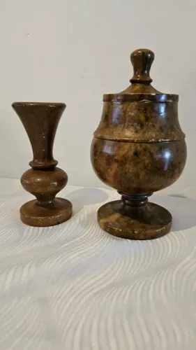 Pote e Castiçal em Pedra Sabão