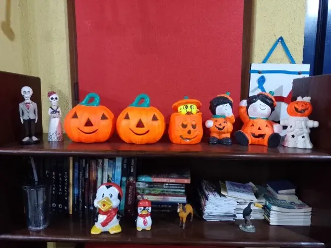 Decoração para Hallo Ween gesso pode ser iluminado por vela leia