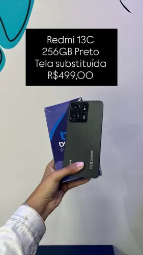 Aparelho Seminovo: Redmi 13C 256GB - Preto - Tela Substituída - R$ 499,00